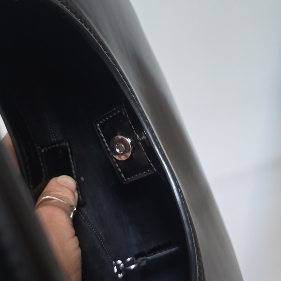 STAUD Mini Moon Patent Leather Bag In Black - Picture 8 of 11